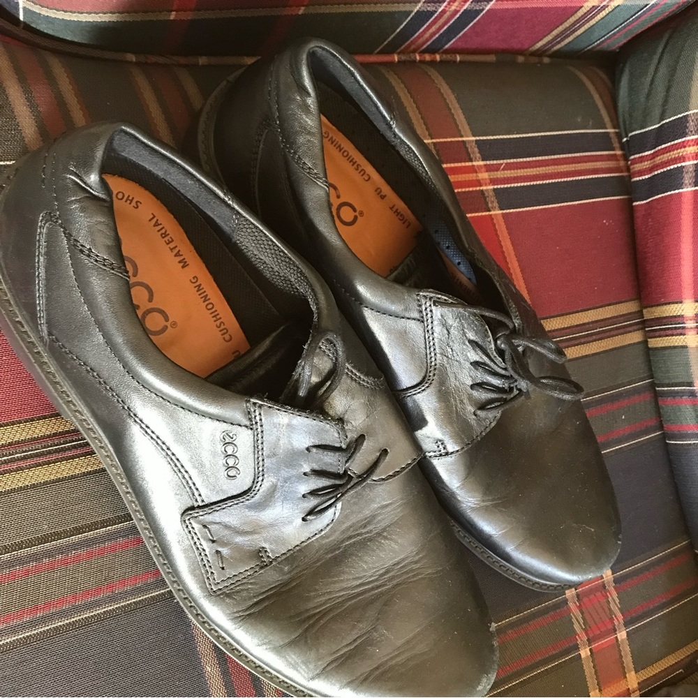 Ecco Black Leather Dress Shoes Size 46